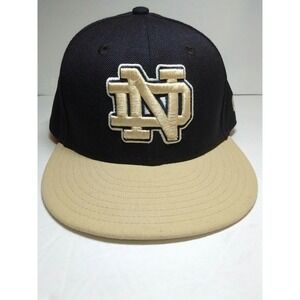 Notre Dame Hat/Cap Black Tan Embroidered 6 3/4 Wool CJ Fighting Irish Leprechaun